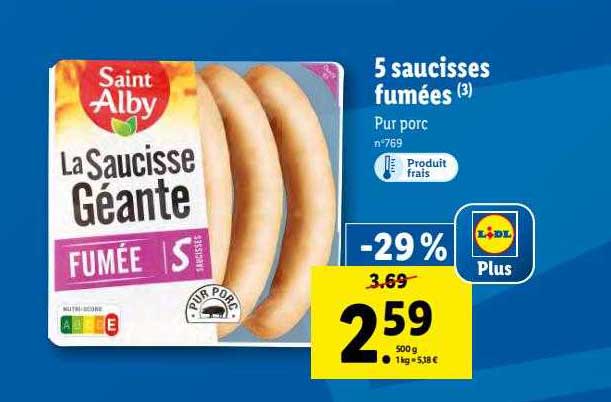 5 saucisses fumées saint alby