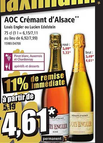 aoc crémant d'alsce louis engler ou lucien edelstein