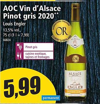 aoc vin d'alsace pinot gris 2020 louis engler