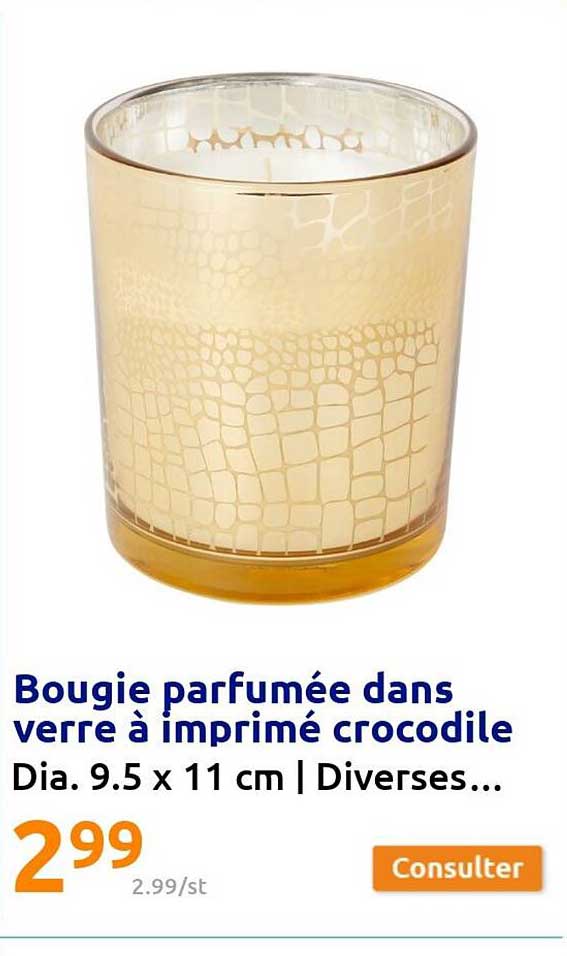 bougie parfumée dans verre à imprimé crocodile