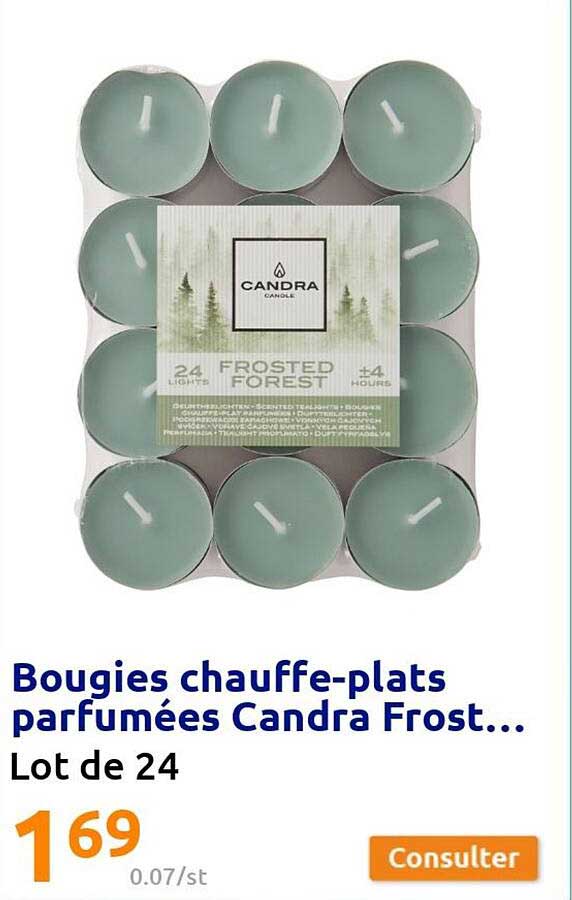 bougies chauffe-plats parfumées candra frost