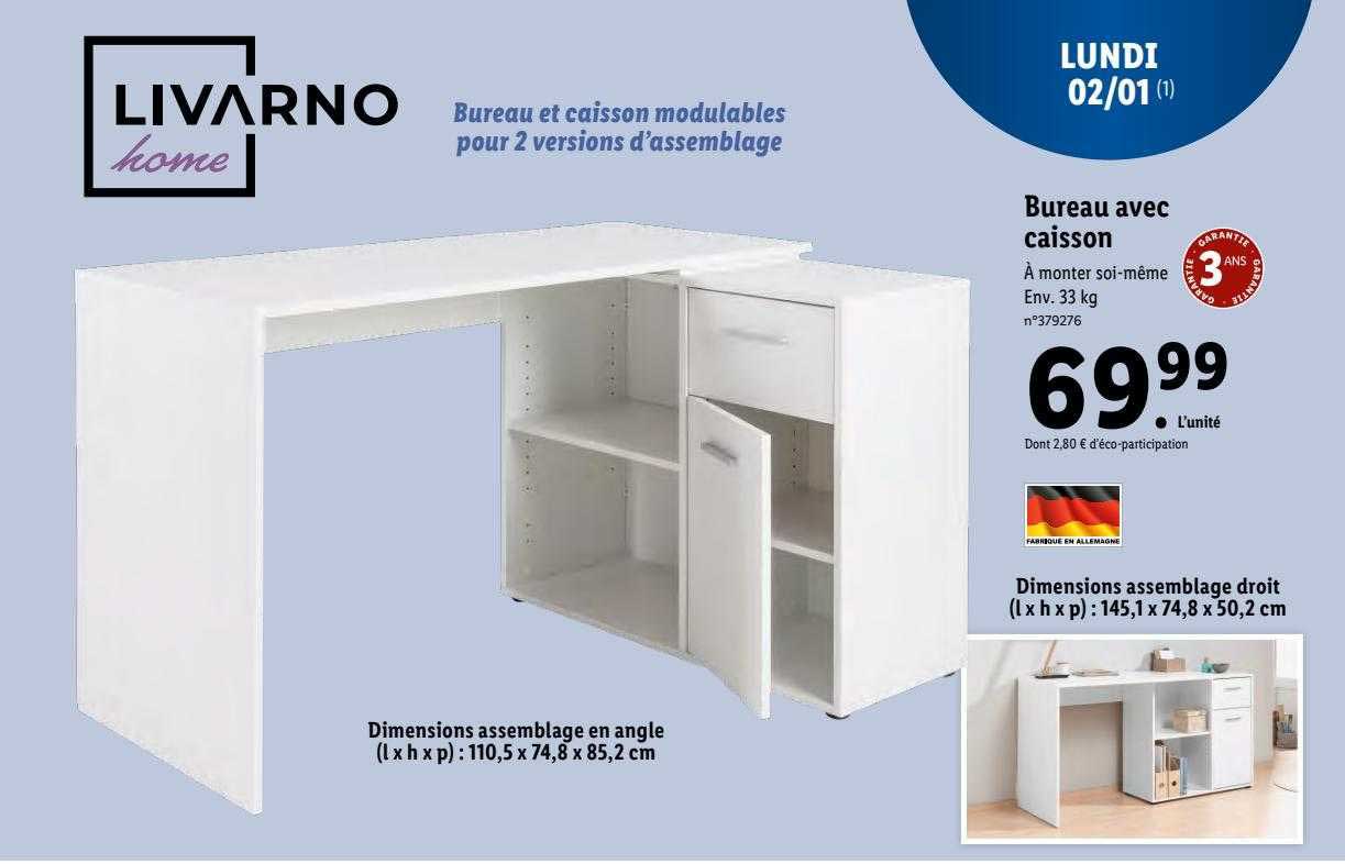 Bureau Avec Caisson Livarno Home