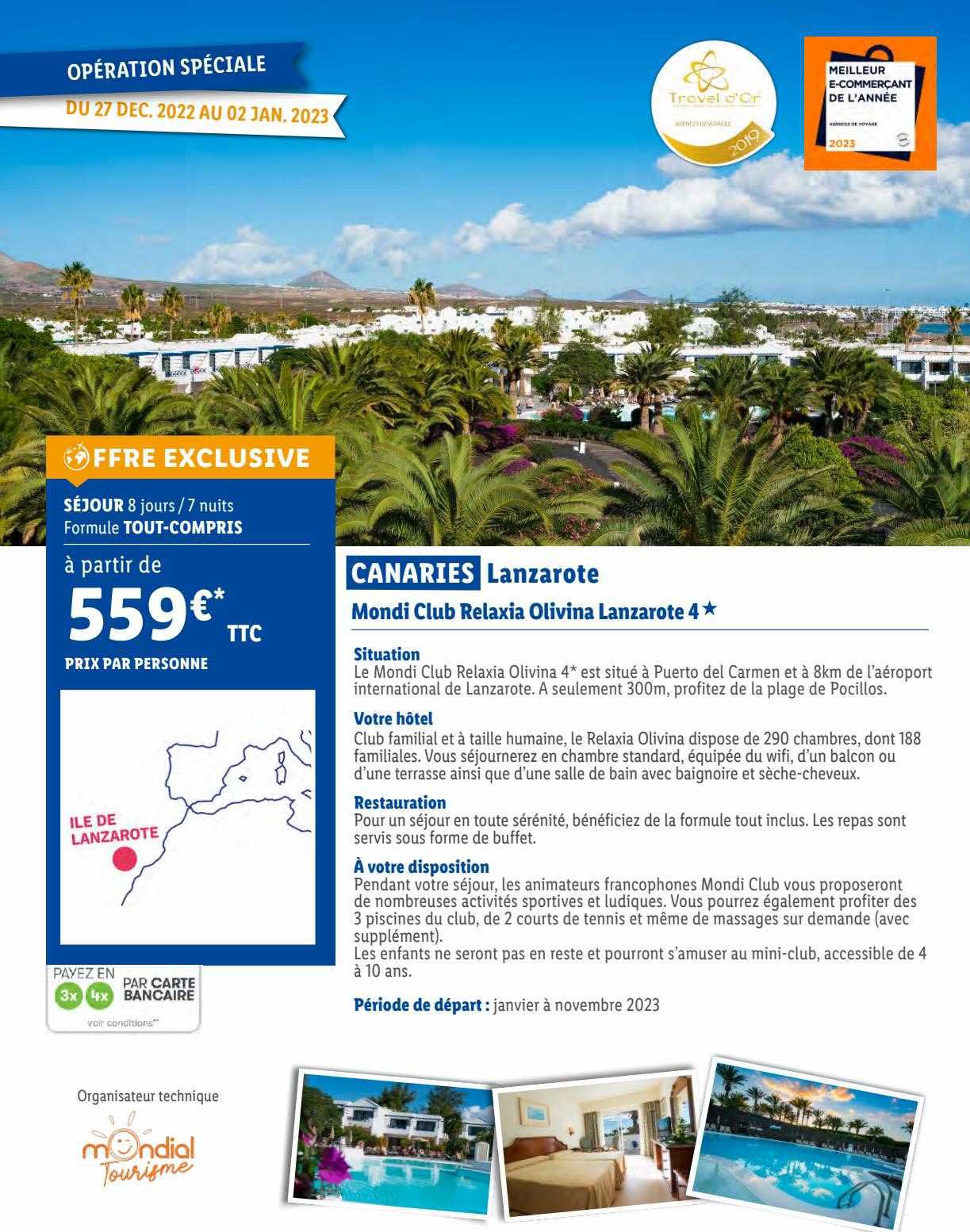 canaries lanzarote : mondi club relaxia olivina lanzarote 4*