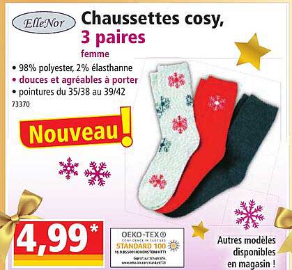 Chaussettes Cosy, 3 Paires Femme ElleNor