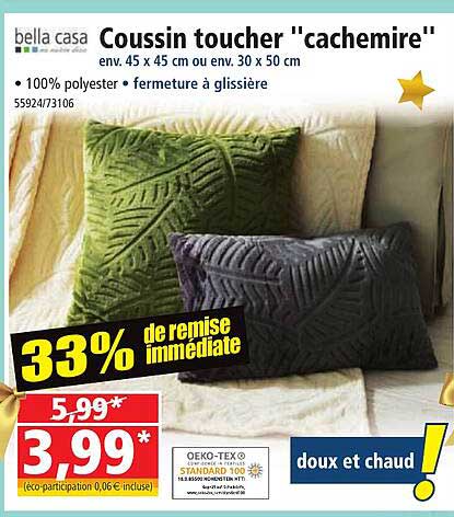 coussin toucher "cachemire" bella casa