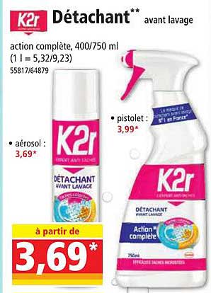 détachant avant lavage k2r