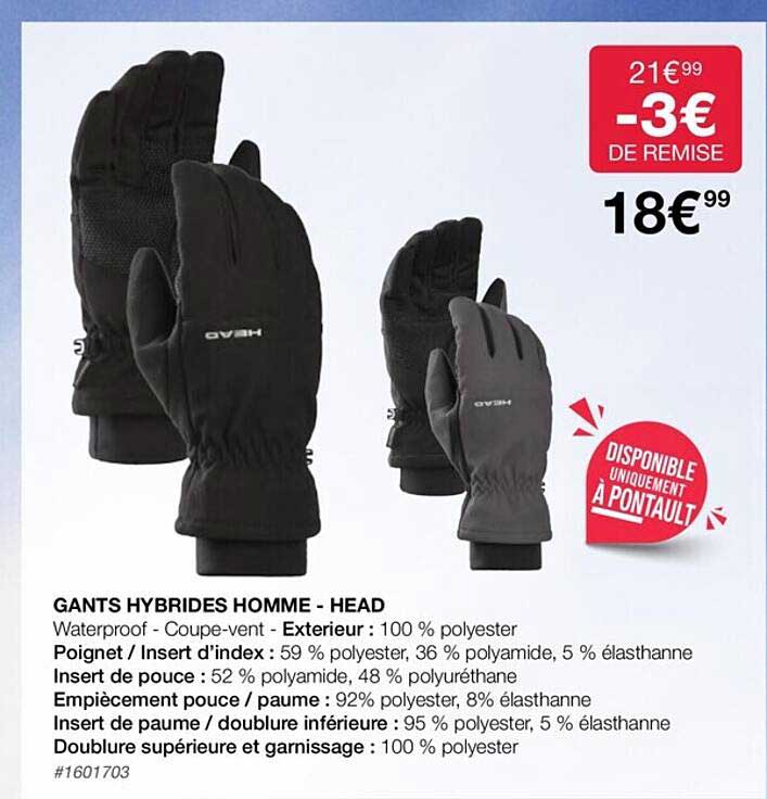 gants hybrides homme - head