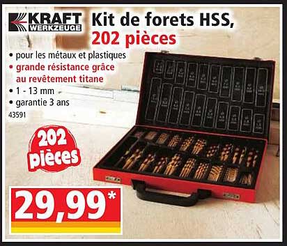 kit de forêts hss, 202 pièces kraft werkzeuge
