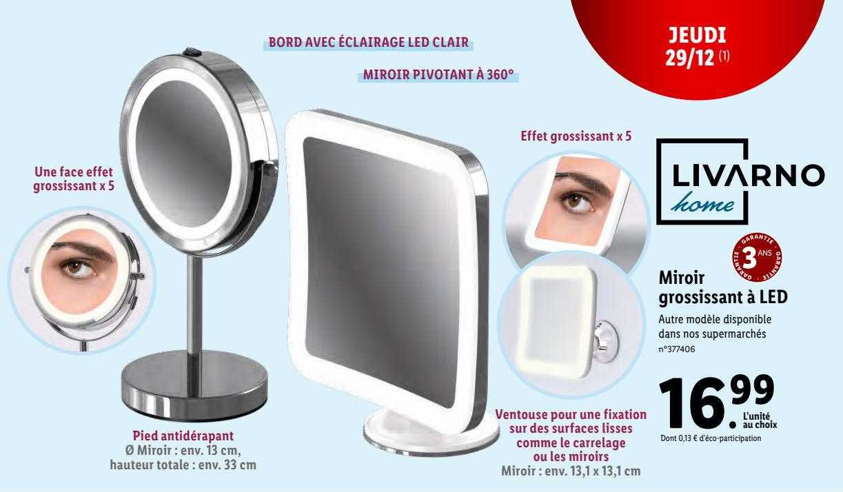 miroir grossissant à led livarno home