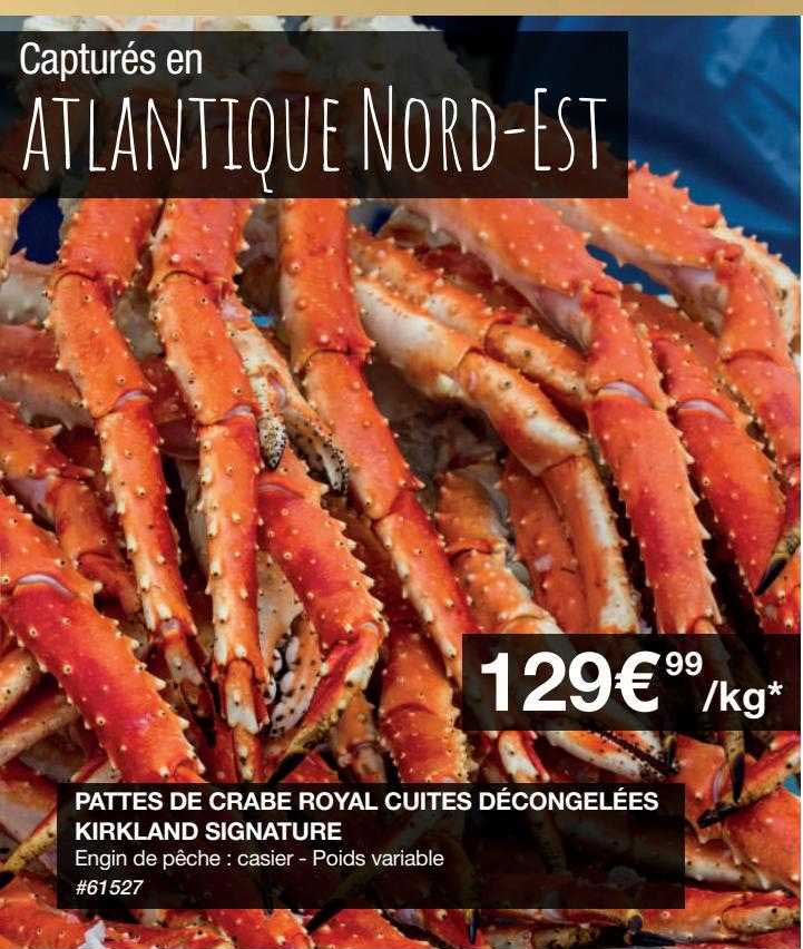 pattes de crabe royal cuites décongelées kirkland signature