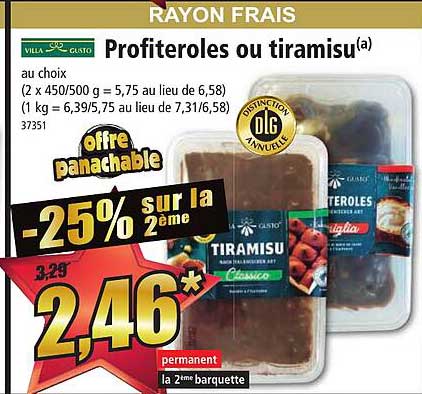 profiteroles ou tiramisu villa gusto