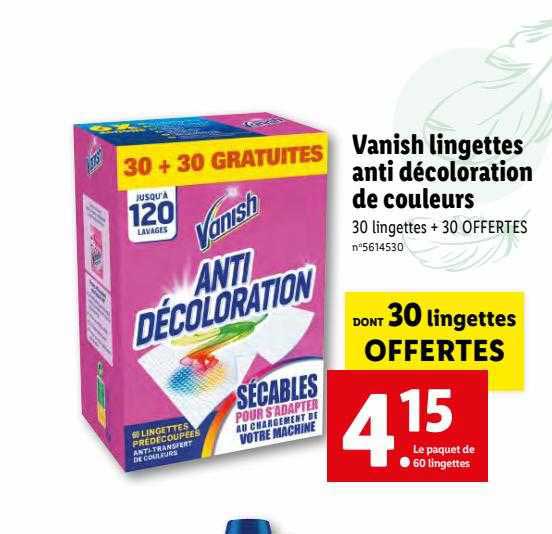 vanish lingettes anti décoloration de couleurs