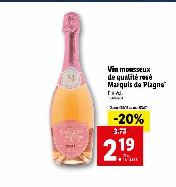 Vin Mousseux De Qualité Rosé Marquis De Plagne