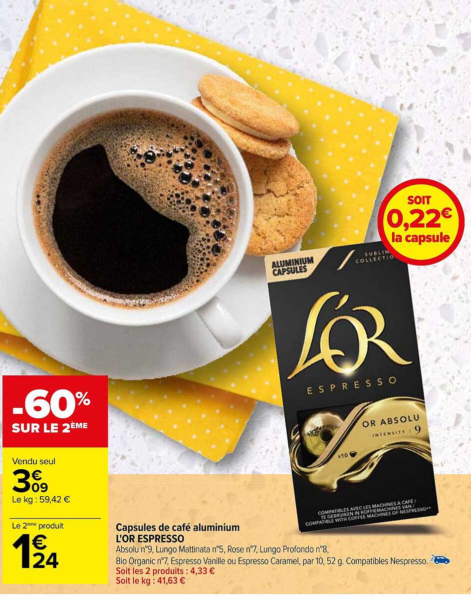 Capsules De Café Aluminium L'or Espresso