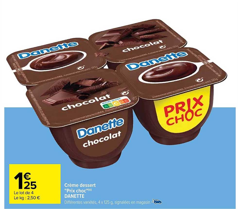 crème dessert "prix choc" danette