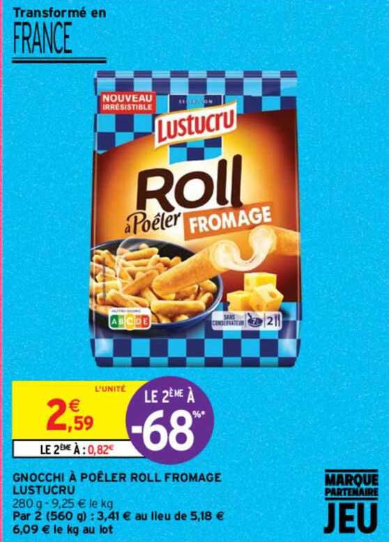 gnocchi à poêler roll fromage lustucru