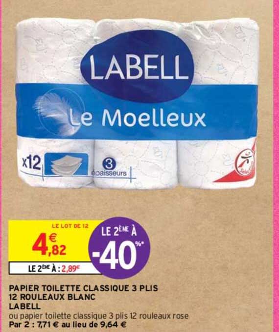 papier toilette classique 3 plis 12 rouleaux blanc labell