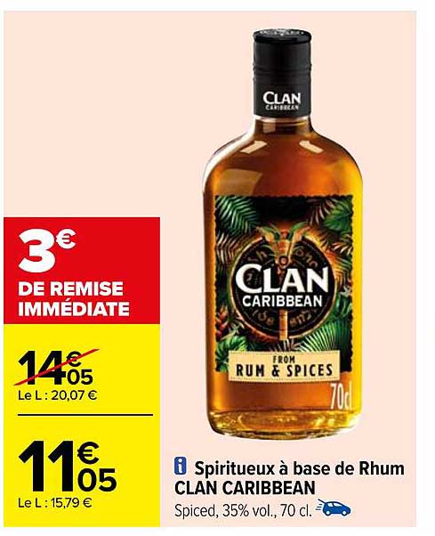 spiritueux à base de rhum clan caribbean