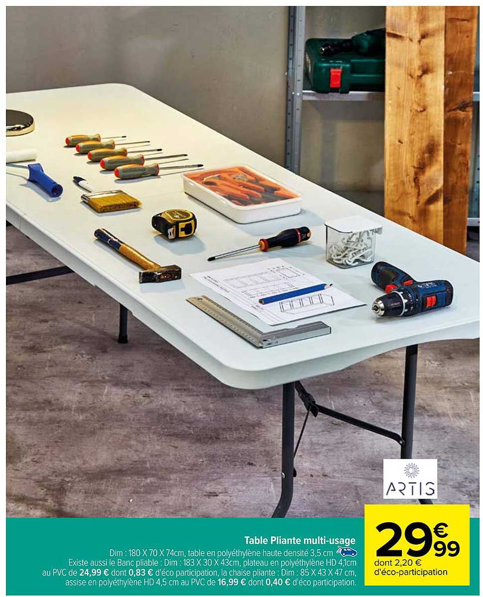 table pliante multi-usage artis