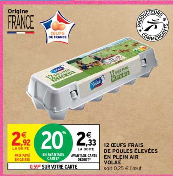 12 œufs frais de poules élevées en plein air volaé