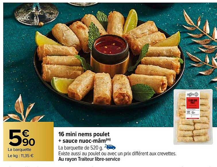 16 mini nems poulet + sauce nuoc-mâm