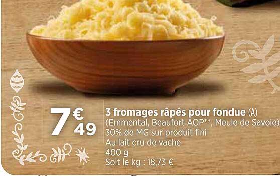 3 Fromages Râpés Pour Fondue