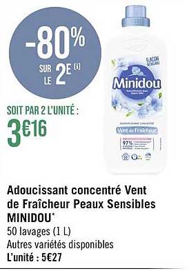 adoucissant concentré vent de fraîcheur peaux sensibles minidou