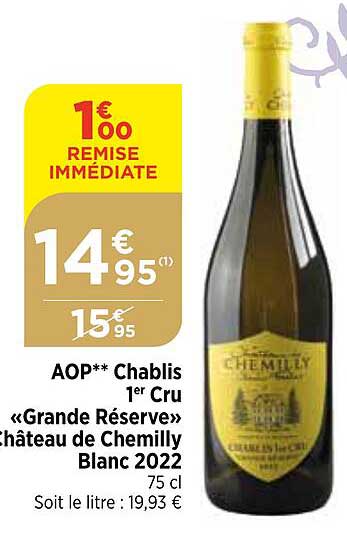 aop chablis 1er cru «grand réserve» château de chemilly blanc 2022