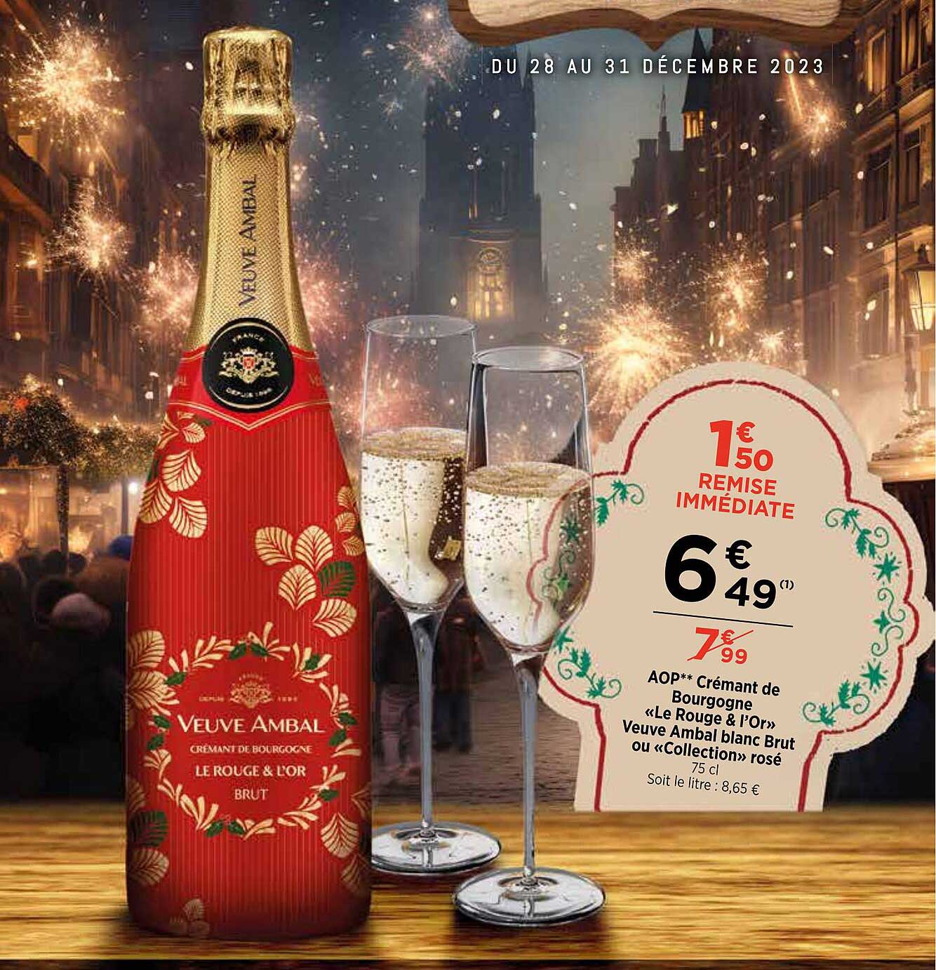 aop crémant de bourgogne «le rouge & l'or» veuve ambel blanc brut ou «collection» rosé