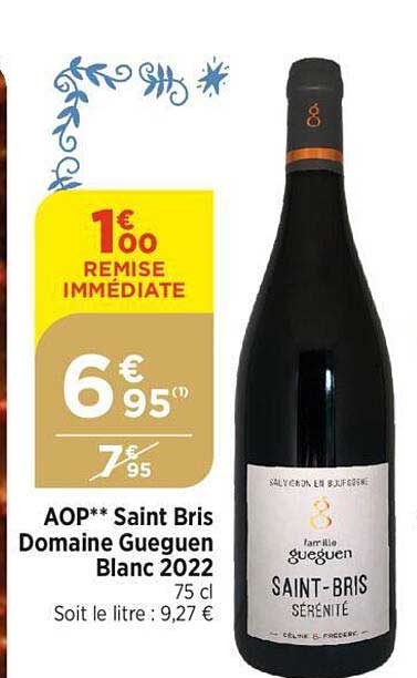 aop saint bris domaine gueguen blanc 2022