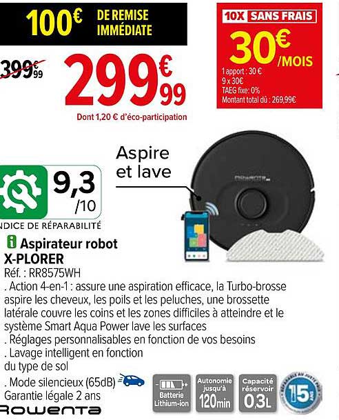 aspirateur robot x-plorer rowenta