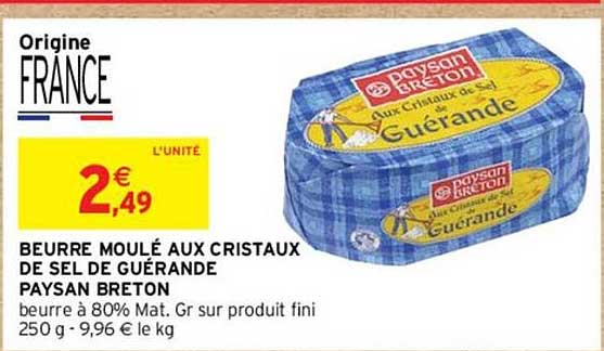 beurre moulé aux cristaux de sel de guérande paysan breton