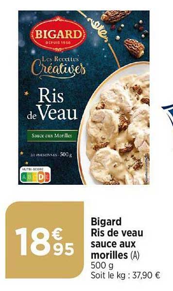 bigard ris de veau sauce aux morilles