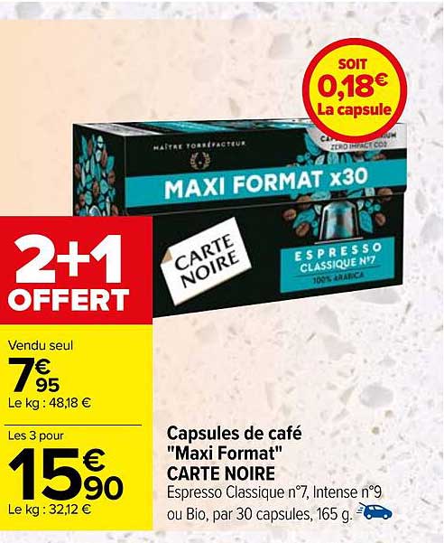 capsules de café "maxi format" carte noire
