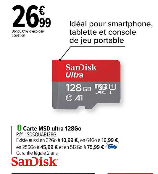 carte msd ultra 128gbo sandisk