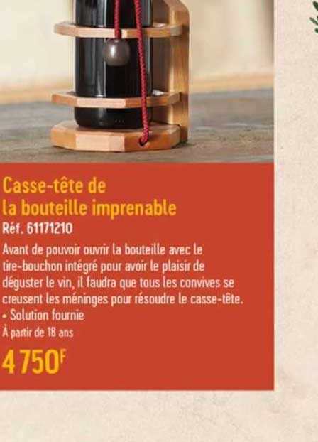 casse-tête de la bouteille imprenable