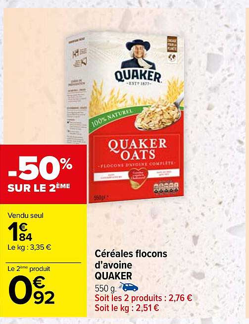 Céréales Flocons D'avoine Quaker