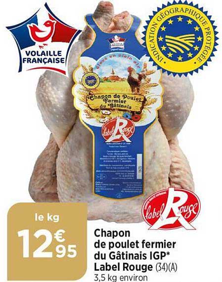 chapon de poulet fermier du gâtinais igp label rouge