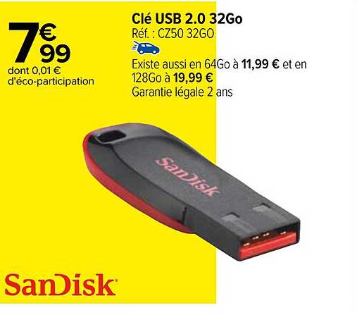 clé usb 2.0 32go sandisk