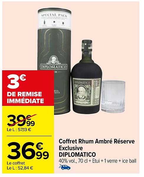 coffret rhum ambré réserve exclusive diplomatico