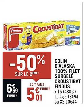 Colin D'alaska 100% Filet Surgelé Croustibat Findus