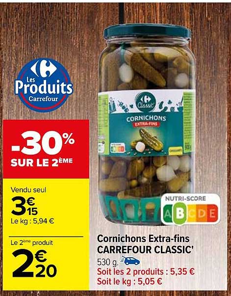 cornichons extra-fins carrefour classic'