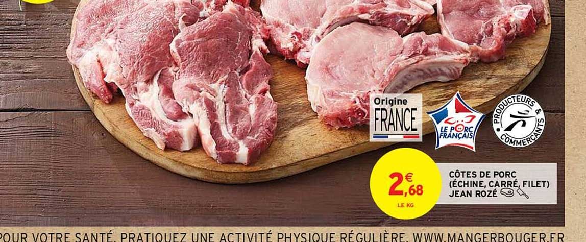 côtes de porc (échine, carré, filet) jean rozé