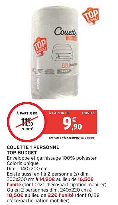 couette 1 personne top budget