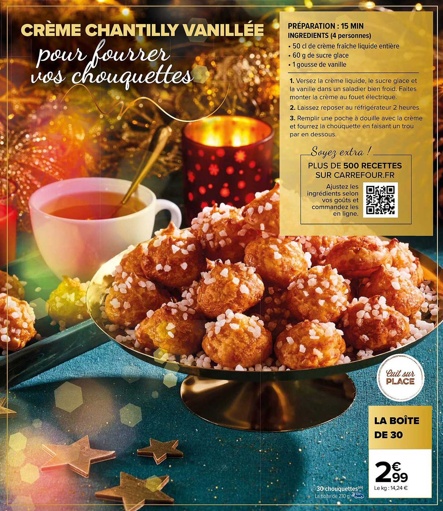 crème chantilly vanillée pour fourrer vos chouquettes la boîte de 30