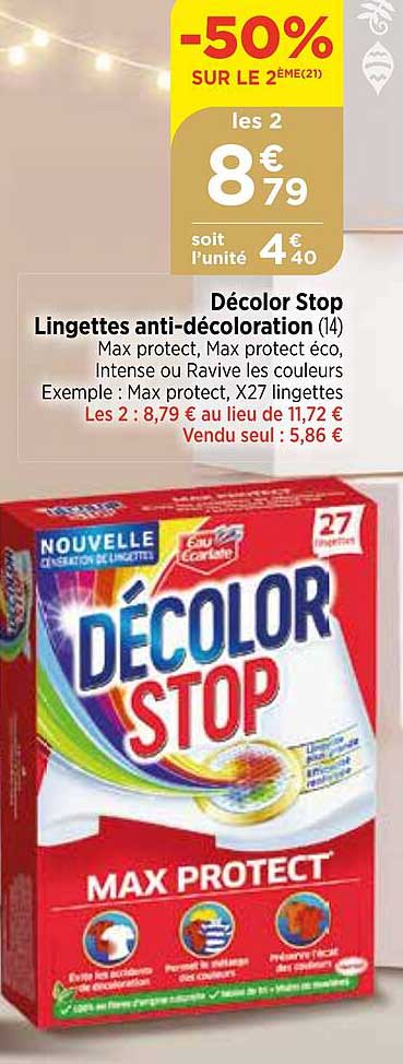 décolor stop lingettes anti-décoloration