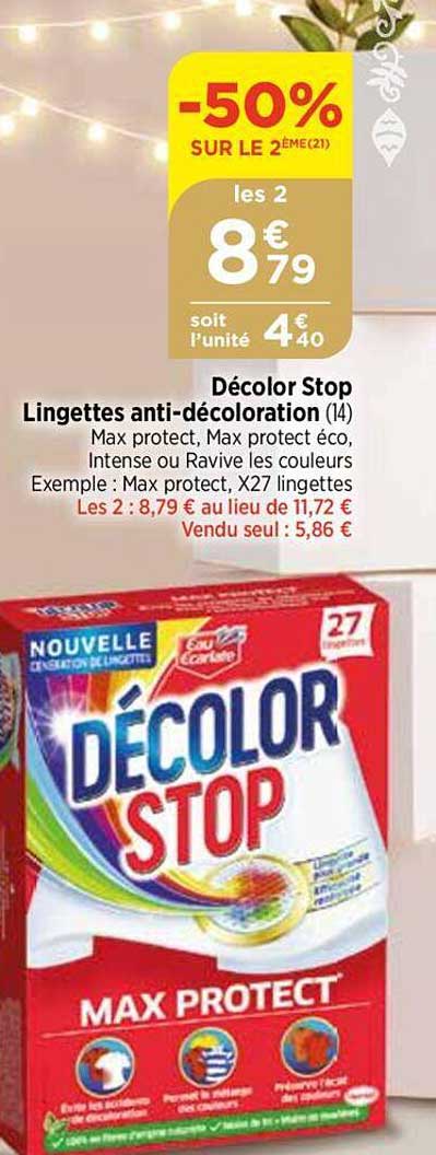 décolor stop lingettes anti-décoloration