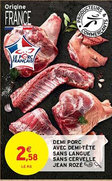 demi porc avec demi-tête sans langue sans cervelle jean rozé