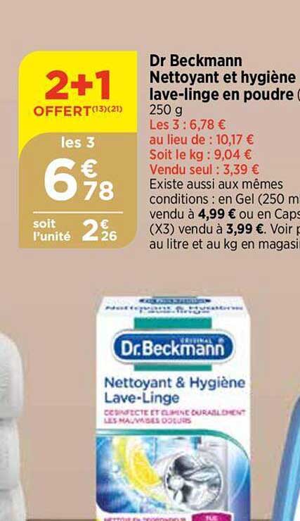 dr beckmann nettoyant et hygiène lave-linge en poudre