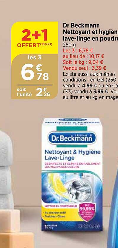 dr beckmann nettoyant et hygiène lave-linge en poudre